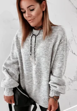 Sweter Z Bufiastymi Rekawami Matilde Szary