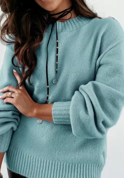 Sweter Z Bufiastymi Rekawami Matilde Niebieski
