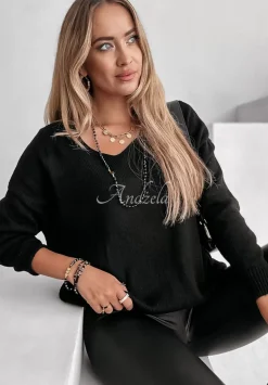 Sweter Z Dekoltem Caffe Latte Czarny