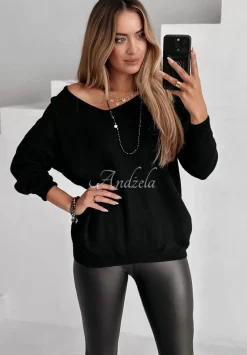 Sweter Z Dekoltem Caffe Latte Czarny