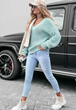 Sweter Z Dekoltem Fall Season Morski
