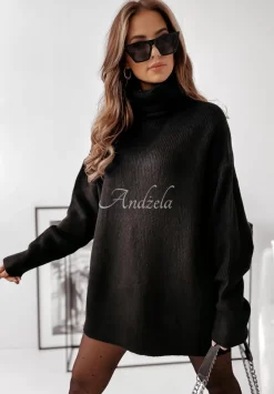Sweter Z Golfem Mavi Czarny