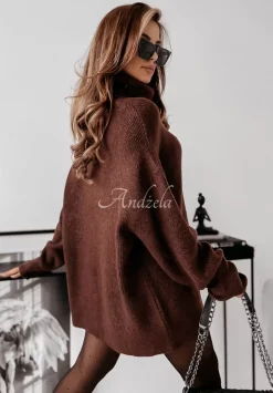 Sweter Z Golfem Mavi Czekoladowy