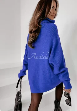 Sweter Z Golfem Mavi Kobaltowy