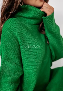 Sweter Z Golfem Mavi Zielony
