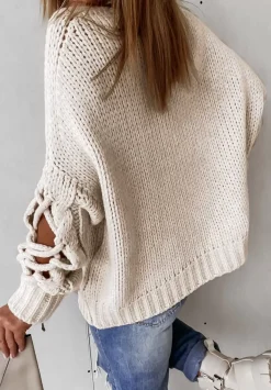 Sweter Z Ozdobnym Splotem Cocomore Casual Ecru