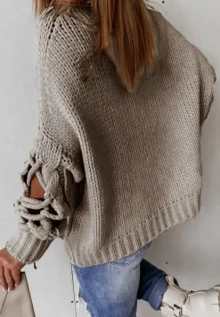 Sweter Z Ozdobnym Splotem Cocomore Casual Mokka