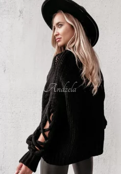 Sweter Z Ozdobnym Splotem Cocomore Casual Czarny