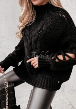 Sweter Z Ozdobnym Splotem Cocomore Casual Czarny