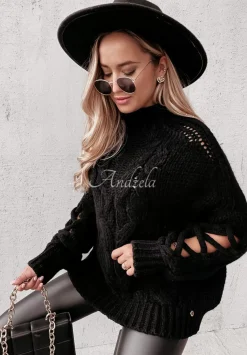 Sweter Z Ozdobnym Splotem Cocomore Casual Czarny