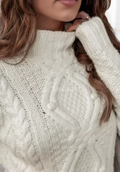 Sweter Z Polgolfem Russell Ecru