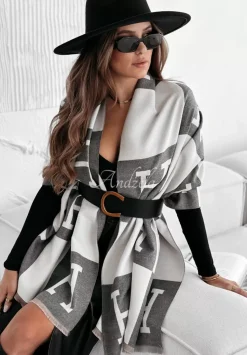 Szal W Krate Squares Szary