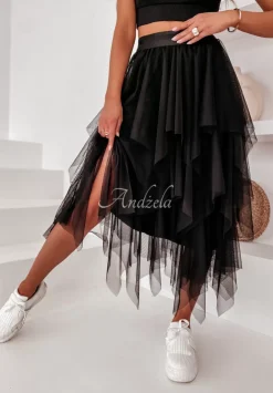 Tiulowa Spodnica Midi Elisabeth Czarna