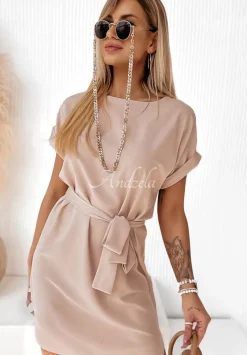Trapezowa Sukienka Z Paskiem Thinking Of You Nude