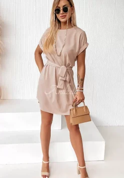 Trapezowa Sukienka Z Paskiem Thinking Of You Nude