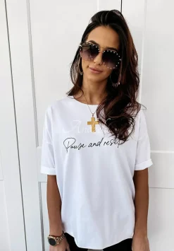 T-Shirt Oversize Pause And Reset Bialy