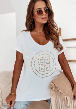 T-Shirt Oversize Z Aplikacja Detroit Bialy
