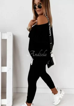 T-Shirt Oversize Z Dekoltem W Serek Cascade Czarny