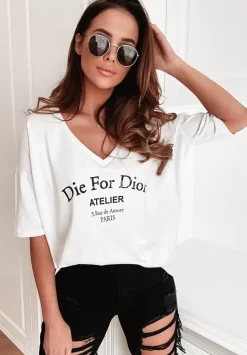 T-Shirt Oversize Z Nadrukiem Caver Bialy