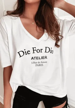 T-Shirt Oversize Z Nadrukiem Caver Bialy