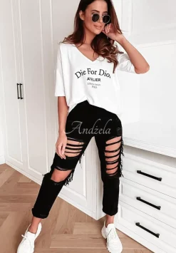 T-Shirt Oversize Z Nadrukiem Caver Bialy