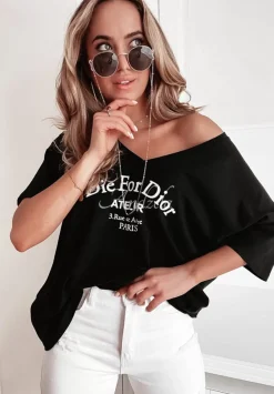 T-Shirt Oversize Z Nadrukiem Caver Czarny