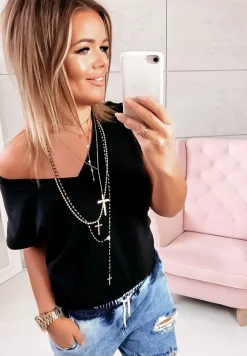 T-Shirt V-Neck Czarny
