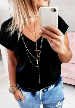 T-Shirt V-Neck Czarny
