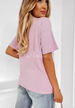 T-Shirt Z Chokerem Nelson Liliowy