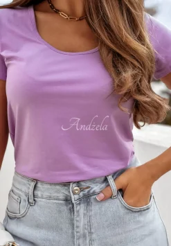 T-Shirt Z Dekoltem Something You Need Fioletowy