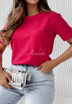 T-Shirt Z Kieszonka Pocket Rozowy