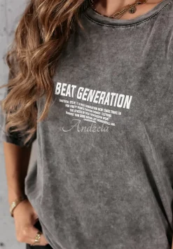 T-Shirt Z Nadrukiem Beat Generation Szary