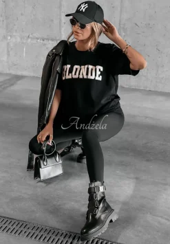 T-Shirt Z Nadrukiem Blonde Czarny