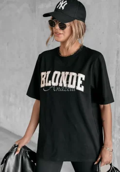 T-Shirt Z Nadrukiem Blonde Czarny