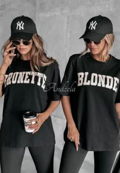 T-Shirt Z Nadrukiem Blonde Czarny