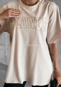 T-Shirt Z Nadrukiem Blonde Bezowy