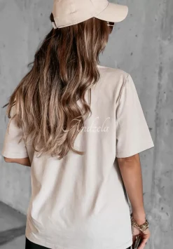T-Shirt Z Nadrukiem Brunette Bezowy