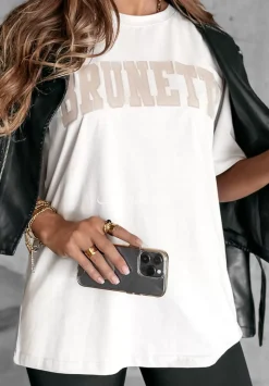 T-Shirt Z Nadrukiem Brunette Ecru