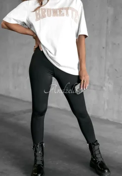 T-Shirt Z Nadrukiem Brunette Ecru