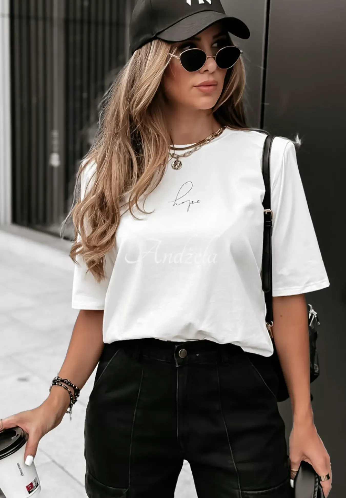 T-Shirt Z Nadrukiem Hope Bialy