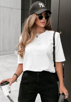 T-Shirt Z Nadrukiem Hope Bialy