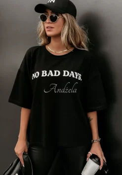 T-Shirt Z Nadrukiem No Bad Days Czarny