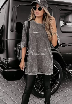 T-Shirt Z Nadrukiem One Day Szary