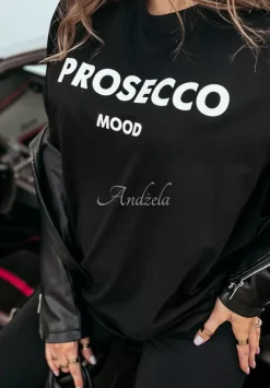 T-Shirt Z Nadrukiem Prosecco Mood Czarny
