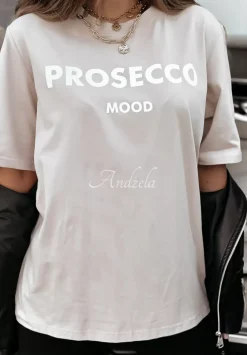 T-Shirt Z Nadrukiem Prosecco Mood Bezowy