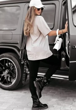 T-Shirt Z Nadrukiem Prosecco Mood Bezowy
