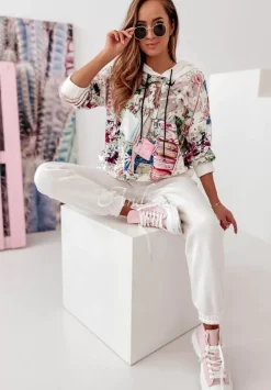 Welurowa Bluza Milene Biala
