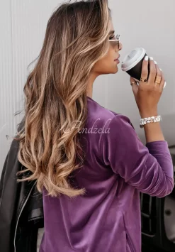 Welurowa Sukienka Z Dekoltem Victorious Fioletowa