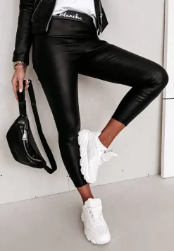 Woskowane Legginsy Enix Czarne