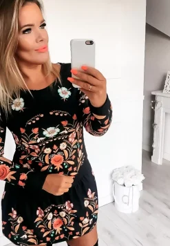 Wzorzysta Sukienka Mini Livia Czarna
